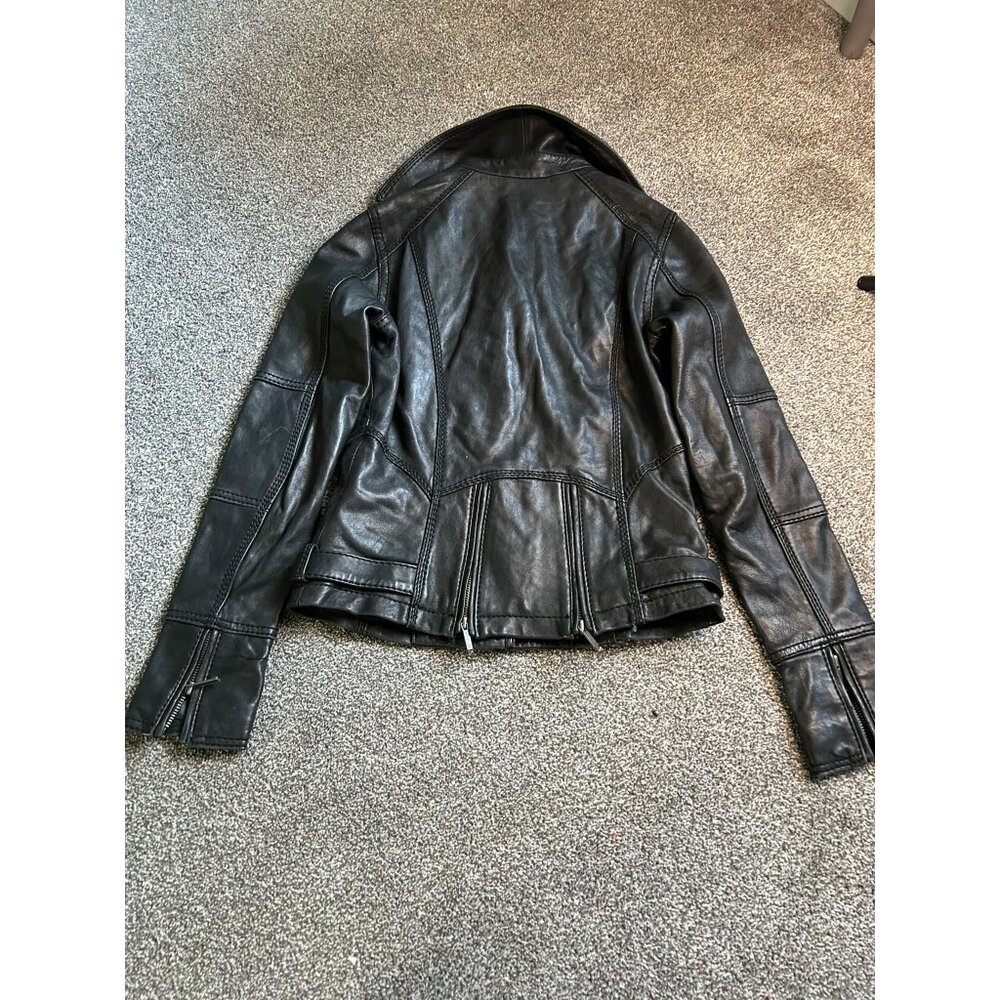 Michael Kors Genuine Leather Moto Jacket Black XS Biker Zip